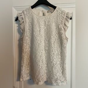LOFT Ivory Lace Detail Top